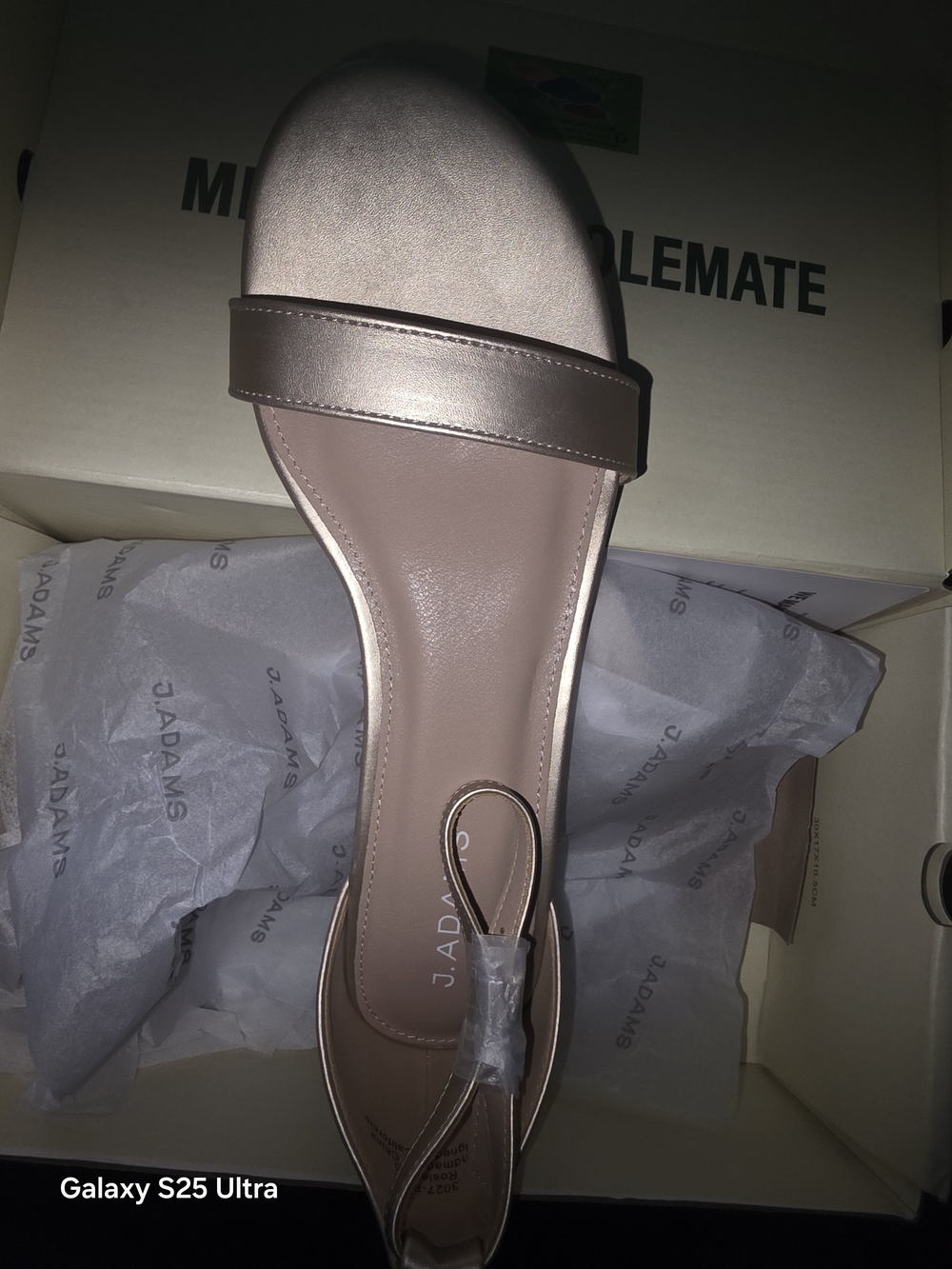 J. Adams Metallic Blush Open-Toe Slide Sandal